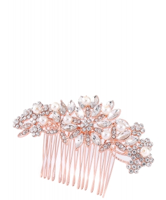 Rhinestone Hair Comb HM320005 ROSEGOLD CL